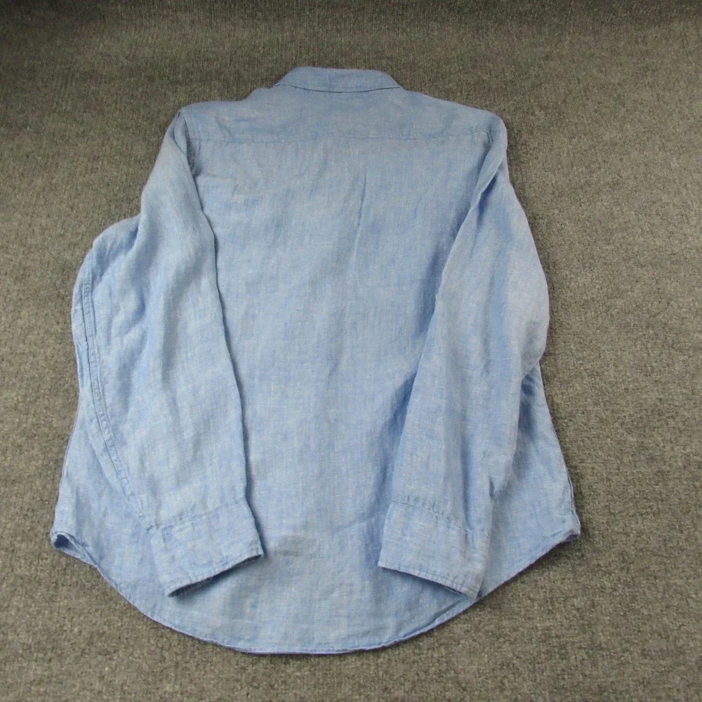 Murano Baird McNutt Linen Shirt Mens Large Blue Slim Fit Long Roll Tab Sleeve - Picture 4 of 11